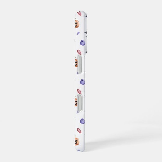 Halloween Pumpkin and Spider Web Pattern iPhone 16ケース (右側面)
