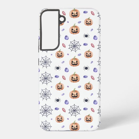 Halloween Pumpkin and Spider Web Pattern Samsung Galaxyケース (裏面)