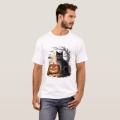 halloween pumpkin black cat tシャツ (正面フル)