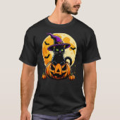 Halloween Pumpkin Black Cat Tシャツ (正面)