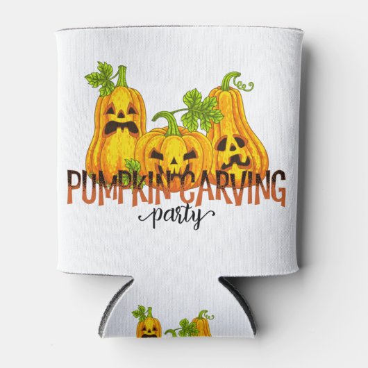 Halloween Pumpkin carving Party Fall Funny 缶クーラー (正面)