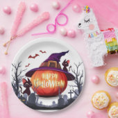 Halloween Pumpkin, Cats & Witch Ha ペーパープレート (パーティー)