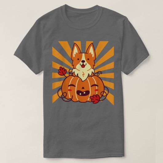 Halloween Pumpkin Corgi Tシャツ (デザイン正面)