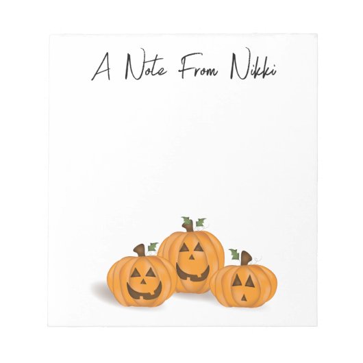 Halloween Pumpkin Cute Jack O'lanterns Whimsical  ノートパッド (正面)