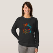 Halloween Pumpkin Flames Flame Pumpkin Halloween C Tシャツ (正面フル)