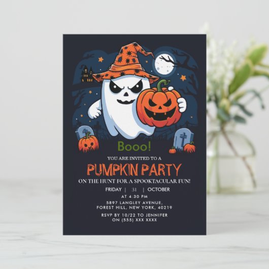 Halloween Pumpkin Ghost 招待状 (スタンド正面)