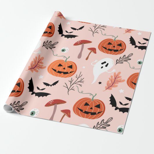 Halloween Pumpkin Ghost Autumn Wrapping Paper ラッピングペーパー (アンロールド)