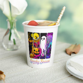 Halloween Pumpkin Ghost Pop Art Retro Black 紙コップ