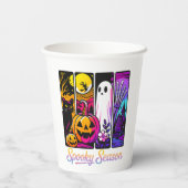 Halloween Pumpkin Ghost Pop Art Retro Black 紙コップ (裏面)
