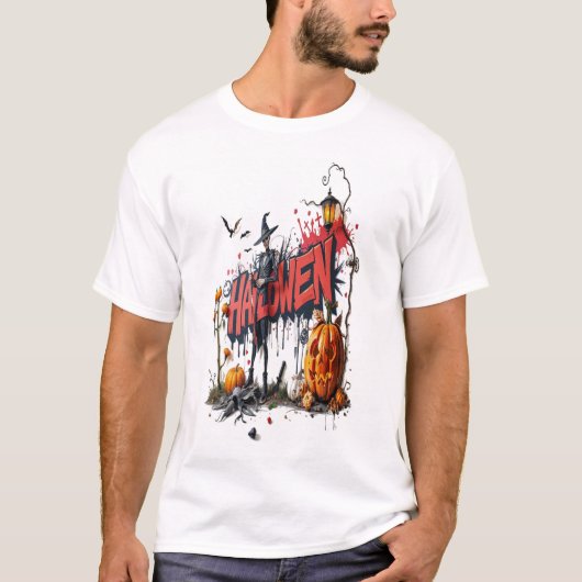 halloween pumpkin graffiti art cool tシャツ (正面)