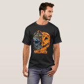 Halloween pumpkin half skull looks spooky and cool tシャツ (正面フル)