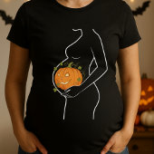 Halloween Pumpkin Inside Belly Pregnant Tシャツ