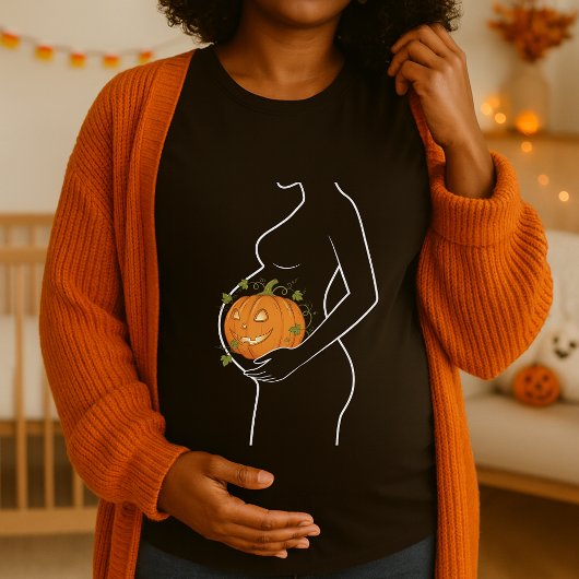 Halloween Pumpkin Inside Belly Pregnant Tシャツ