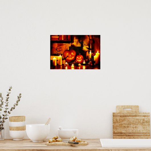 Halloween Pumpkin Lantern ポスター (キッチン)