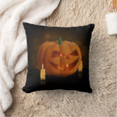 Halloween Pumpkin Lantern with Candles クッション (ブランケット)