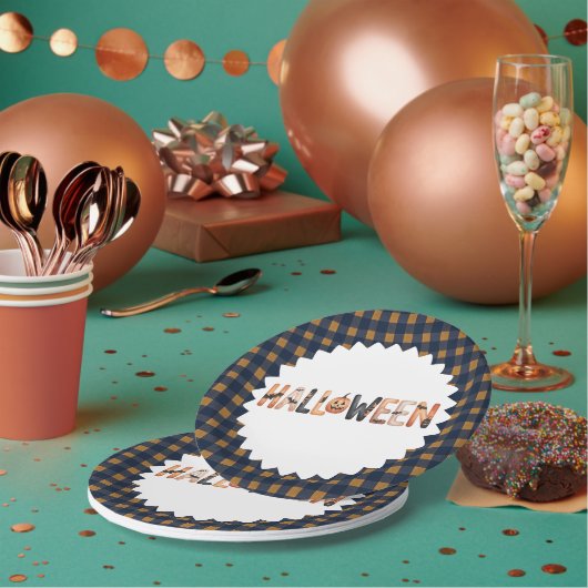 Halloween Pumpkin Lettering ペーパープレート (複数)