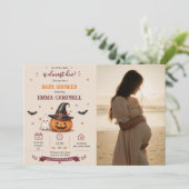 Halloween Pumpkin Little Boo Baby Shower Photo 招待状 (スタンド正面)