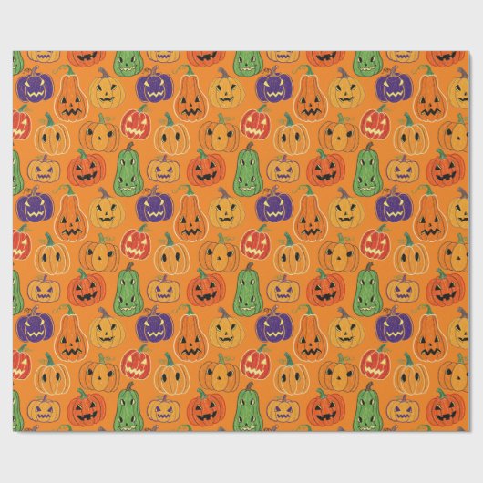 Halloween Pumpkin Pattern Wrapping Paper ラッピングペーパー (フラット)