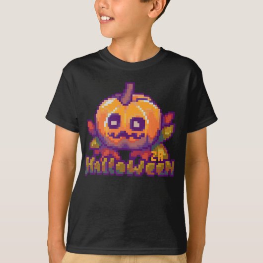 Halloween pumpkin pixel art tシャツ (正面)