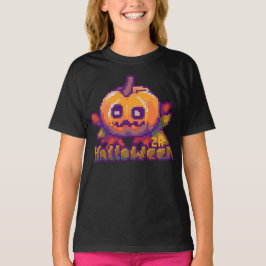 Halloween pumpkin pixel art tシャツ