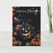 Halloween Pumpkin Samhain Night Pagan Blessings カード (正面)