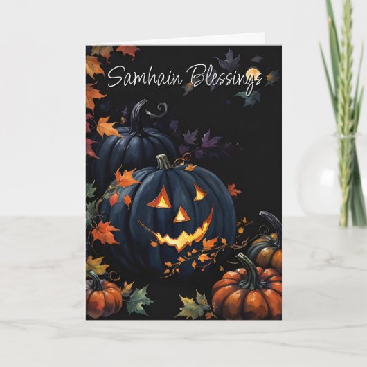 Halloween Pumpkin Samhain Night Pagan Blessings カード (正面)
