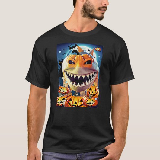 Halloween Pumpkin Shark Bite Animal Costume Tシャツ (正面)