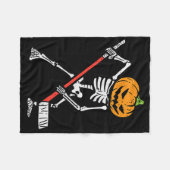 Halloween Pumpkin Skeleton Ice Hockey Costume Men  フリースブランケット (正面(横))