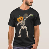 Halloween Pumpkin Skeleton Tennis Dabbing Tシャツ (正面)