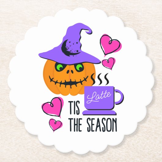 Halloween Pumpkin Spice Season Drink Coaster ペーパーコースター (正面)