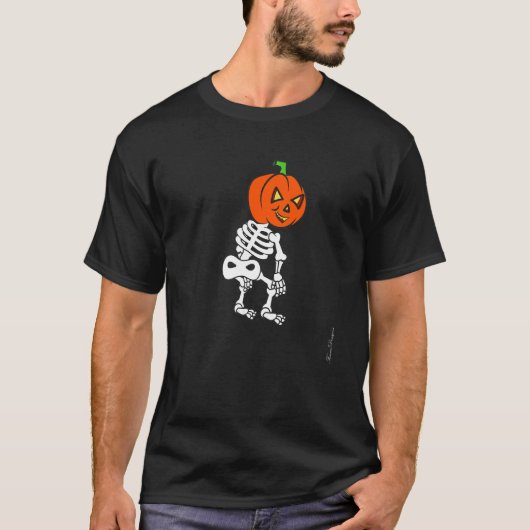 Halloween pumpkin Vibes dance twerking skeleton  t Tシャツ (正面)