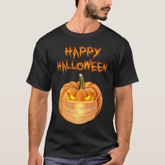 Halloween Pumpkin Wearing Face Mask Funny Jack O L Tシャツ (正面)