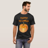 Halloween Pumpkin Wearing Face Mask Funny Jack O L Tシャツ (正面フル)