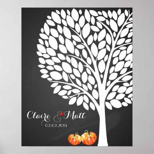 halloween pumpkin wedding signing guestbook ポスター (正面)
