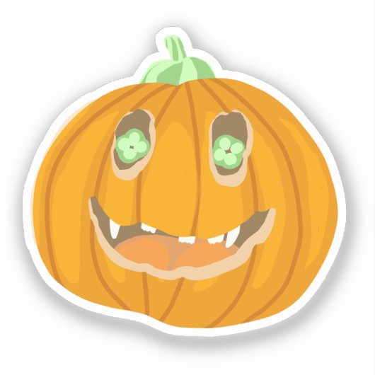 Halloween Pumpkin whimsical and spooky  シール (正面)