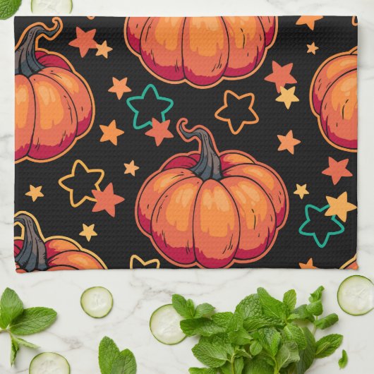 Halloween pumpkins キッチンタオル (折り畳み)