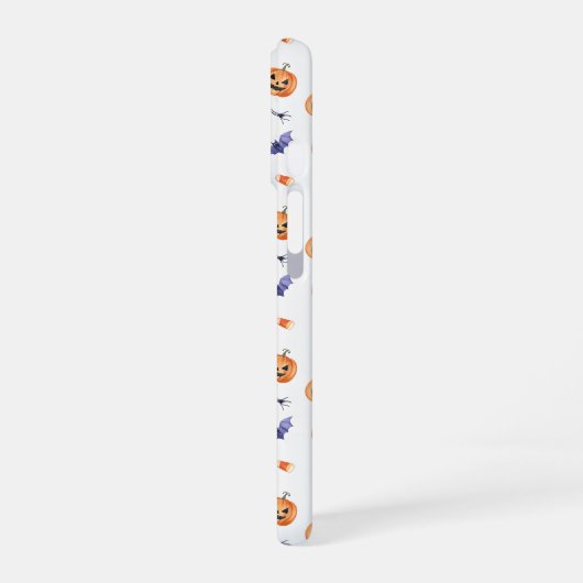 Halloween Pumpkins and Bats Pattern iPhone 16ケース (左側面)