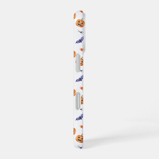 Halloween Pumpkins and Bats Pattern iPhone 16ケース (右側面)