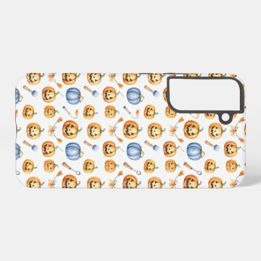 Halloween Pumpkins and Brooms Pattern Samsung Galaxyケース (裏面横)
