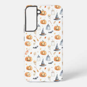 Halloween Pumpkins and Ghosts Pattern Samsung Galaxy S22+ケース