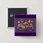 Halloween Pumpkins and Ghosts Trick or Treat 缶バッジ (正面&裏面)