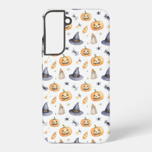 Halloween Pumpkins and Witch Hats Pattern Samsung Galaxy S22+ケース