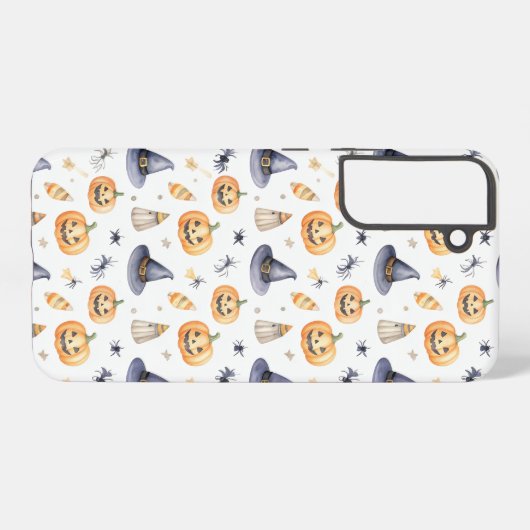 Halloween Pumpkins and Witch Hats Pattern Samsung Galaxyケース (裏面横)