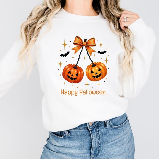 Halloween Pumpkins Coquette Aesthetic Orange Bow スウェットシャツ