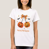 Halloween Pumpkins Coquette Aesthetic Orange Bow Tシャツ (正面)