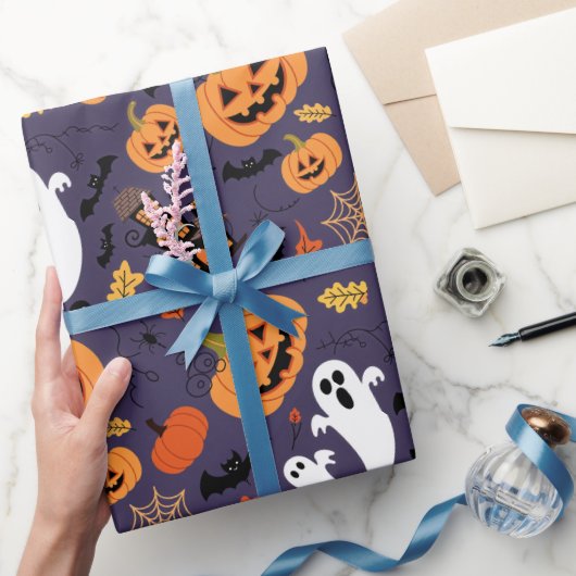 HALLOWEEN PUMPKINS GHOSTS AND BATS ラッピングペーパー (ギフト)