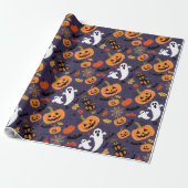 HALLOWEEN PUMPKINS GHOSTS AND BATS ラッピングペーパー (アンロールド)