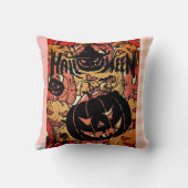 Halloween, Pumpkins Party, Black Pink クッション (裏面)
