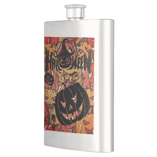Halloween, Pumpkins Party,Black Pink フラスク (左)
