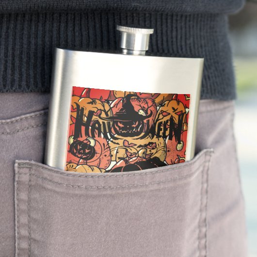 Halloween, Pumpkins Party,Black Pink フラスク (インサイチュ)